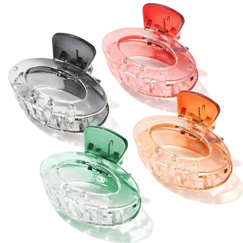 EIDDIZZ 4PCS Small Claw Hair Clips for Women Girls, Candy Color 1.7 Inch Oval Small Hair Claw Clips for Thin Medium Fine Hair, Strong Hold Shark clip teeth,Cute Jaw Clamps for Girls