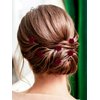 Bencailor 24 Pieces Red Rose Bridal Hair Pins Flower Hair Clips U Shaped Hair Jewelry Accessories for Bridal Wedding Dance Birthday Woman Girls Small Bobby Pins for Hair