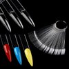 Fcozpjk Nail Color Swatch Sticks with Ring, 150pcs Ballerina Square Stiletto Clear Nail Tips, Nail Polish Display Sample Sticks, Practice Nail Tips, Nail Salon Supplies