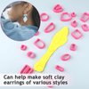 COMNICO Polymer Clay Cutters Kit 18 Different Shapes for Women Earring Polymer Clay Jewerlry Making Tools Plastic Clay Earring Hooks Cutters Sculpting Tools(Pink)