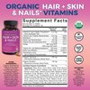 Organic Biotin Vitamins for Hair Skin and Nails Health Support - Vegetarian-Friendly Hair Skin Nails Vitamins for Women with Vitamin E & Biotin 5000mcg to Help Produce Keratin - 120 Biotin Supplement