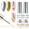 eodci 2pcs Metallic Gel Liner Nail Art Silver Bronze Gold Set, Nail Polish 10ml Build in Thin Brush Shine Soak Off UV/LED Manicure Silver&Gold