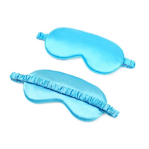 Augen 100% Natural Mulberry Soft Silk Sleep Mask, Light Blocking Eye Masks for Sleep, Night Blindfold Eye Mask Cover for Men and Women, Sleeping Night Mask for Travel (Blue)