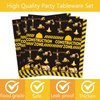 132 Pcs Construction 3rd Birthday Party Supplies Dump Truck Theme Three Tableware Includes Hanging Swirl, Banner, Plates, Cups, Tablecloth for Boys Construction Three Years Old Bday Party Decorations