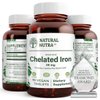 Natural Nutra Chelated Iron Supplement for Men and Women, Nails Health, Promotes Optimal Absorption, Skin Health, Improves Hair Growth, Gluten Free, 90 Tablets