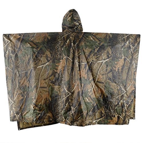 Ellen Multifunction Waterproof Raincoat Military Camouflage Poncho For Camping Tent Rain Cover Outdoor (Maple Leaf Camouflage)