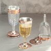TABLECLOTHSFACTORY 12 Pack 6.5 oz Plastic Wine Glasses Disposable 2-Piece Rose Gold Rimmed Design With Detachable Base