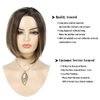 Baruisi Short Brown Bob Wigs for Women Synthetic Heat Resistant Straight Hair Side Part Halloween Cosplay Wig with Wig Cap
