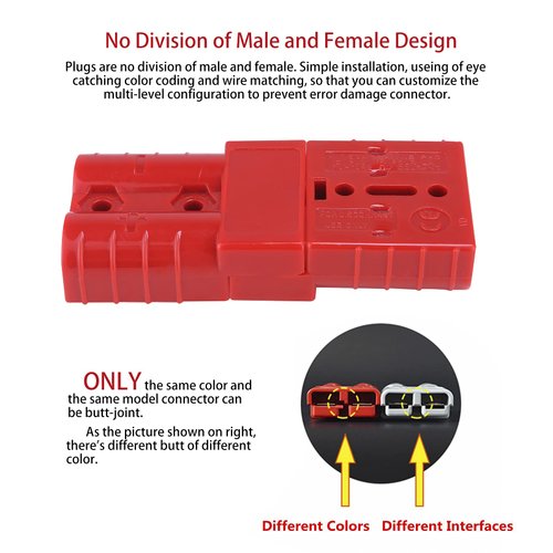 MUYI 2-4 Gauge 175A Battery Cable Quick Connect/Disconnect Wire Harness Plug Connector for Recovery Winch Auto Car Trailer(2pcs Red)