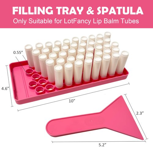 YouFuyi 50 Lip Balm Container Kit with Filling Tray and Spatula, Round Tube Refillable Empty Tube 3 Colors, 0.15 oz, BPA Free, for DIY Homemade Lipstick Lipstick (50 white kits,)