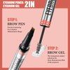 Microblading Eyebrow Pen - 2-in-1 Dual-Ended Eyebrow Pen with 4-Fork-Tip & Eyebrow Brush and Sealing Brow Gel, Creates Natural Looking Brows Effortlessly (Light Brown)