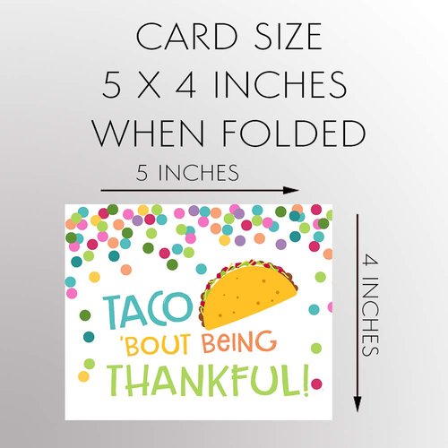 Taco Bout Being Thankful Thank You Cards Tacos Baby Shower Birthday Party Sprinkle Celebration Cookout Housewarming Graduation Food Greeting Cards Polka Dots Bright (24 count)