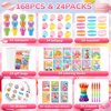 BenLouis 168Pcs Candyland Party Favors Ice Cream Donut Coloring Book Crayon Stickers Set Bulk for Kids Cupcake Lollipop Sweet Treats Birthday Gift Bag Desserts Pinata Filler Classroom Reward Crafts