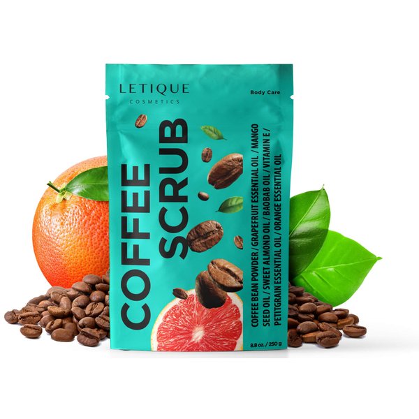 Letique, Body Scrub Coffee - Removing Dead Particles of the Epidermis and Stimulating Blood Circulation and Lymphatic Drainage, Makes Your Skin Supple, Smooth and Elastic - 8.8 fl. oz. / 250 g.