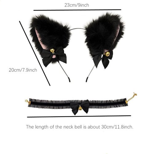 RUITASA Cat Ear Hairpins, Hairpin Bells for Girl Kitten Bunny Hair Clip Head Band for Christmas Ornaments(Black)