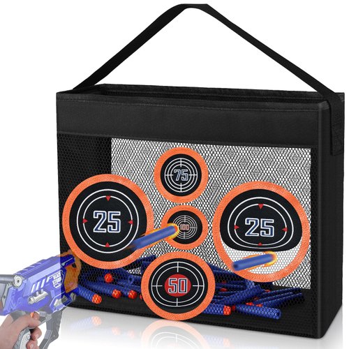 Portable Shooting Target Toy, Darts Storage Mesh Bag Compatible with Nerf Gun Targets, Elite Portable Practice Target, Gift for Kids Ages 6+