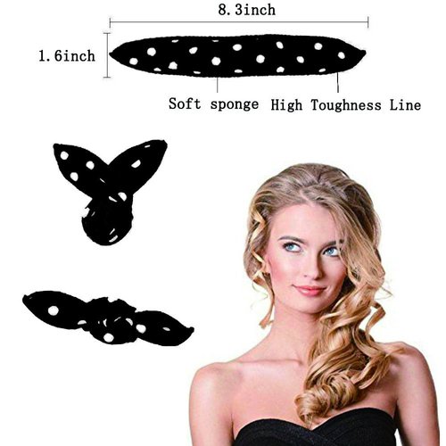 Foam Hair Curlers, Pillow Cloth Hair Rollers,No Heat Sleeping Soft Sponge Rollers for Long, Short, Thick & Thin Hair Spiral Curls Hair Styling Rollers (black)