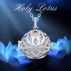 INFUSEU Aromatherapy Anxiety Necklaces Lotus Flower Pendant for Women Girls Essential Oil Diffuser Jewelry Lava Rock Stone Meditation Gifts for Yoga Instructor Lover Spiritual People