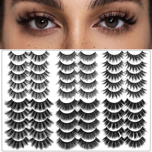 30 Pairs of 3D 6D False Eyelashes Kit Dramatic Soft Thick Handmade False Eyelashes with 6 Kinds D...