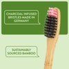 Lindo EcoGrip Charcoal Infused Bamboo Toothbrush - Soft German Made Fiber Bristles, Organic, Biodegradable and 100% Recyclable, Multi-Colored - Pack of 4