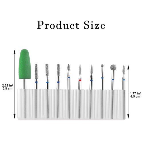 YUXIANLB 10pcs Nail Drill Bits Set for Manicure, Diamond Bits Drill Kit for Nails Professional Russian Cuticle Removal Bits Manicure Set Professional for Home Salon