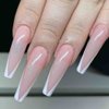 Outyua French Tips Press on Nails Coffin Glossy False Nails with Designs Pink Extra Long Fake Nails Ballerina Acrylic Cute Nails for Women and Girls 24Pcs (French)