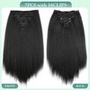 Quantum Love Kinky Straight Clips in Hair Extensions Full Head Yaki Straight Clip Ins for Black Women 18 Inches 7 Pieces Kinky Straight Synthetic Hair Extension