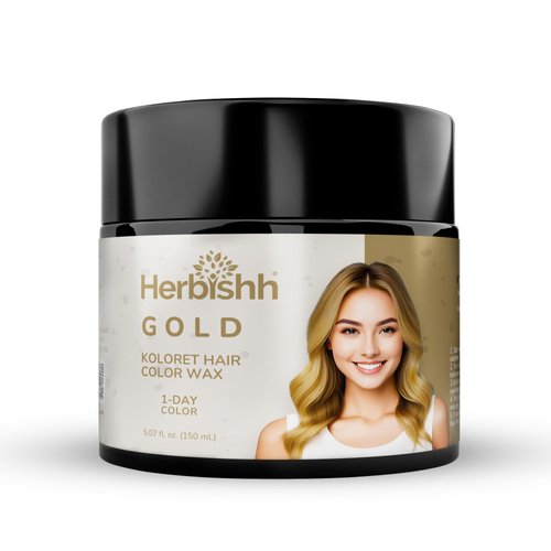 Herbishh Koloret Temporary Hair Color Wax, Gold Shade, Instant Hair Color Wax Washable, Vegan Hair Color, Hair Paint, Temporary Hair Dye, DIY Temporary Hair Color for Kids, Men & Women 5.07 fl