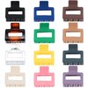 Sisiaipu 2 Inch Medium Hair Claw Clips 12 Pcs Square Hair Clips for Thin Hair Matte Nonslip Acrylic Banana Jaw Clips Bulk Hair Accessories for women and Girls - Basic