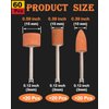 SHITIME 60 Pack Grinding Stone Set 1/8" Shank, Sanding Drill Bit for Rotary Tool Flap Wheel for Grinding, Polishing, Deburring Ferrous Metal, 2 Shaped and 3 Sizes(Orangage, Aluminum Oxide)