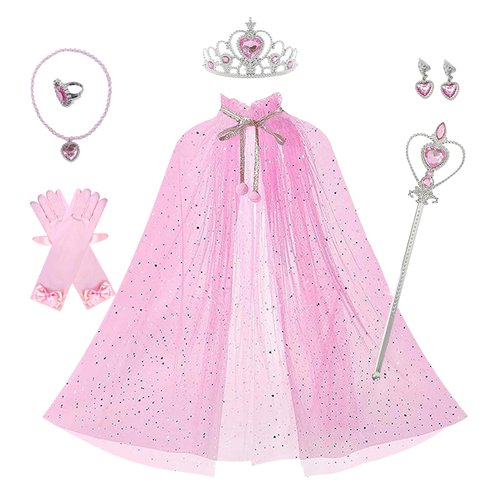 XINYA BAO Princess Dress Clothes for Little Girl, Princess Cape with Crown, Halloween Costumes Princess Dresses for Girl