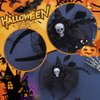 Urieo Gothic Skull Headband Halloween Witch Hat Headbands Black Big Bow Hairband with Feather Cosplay Dress Up Masquerade for Women