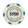 500 Dollar Monte Carlo Smooth 14 Gram Poker Chips - 100 Poker Chips (White Blue)