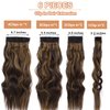 ELIO Clip in Hair Extensions, 20 Inch 6PCS Synthetic Long Thick Wavy Hair Clip Ins Extensions Double Weft Hairpieces Full Head For Women Extension 240g(8.47oz) (Balayage Dark Brown to Chestnut)