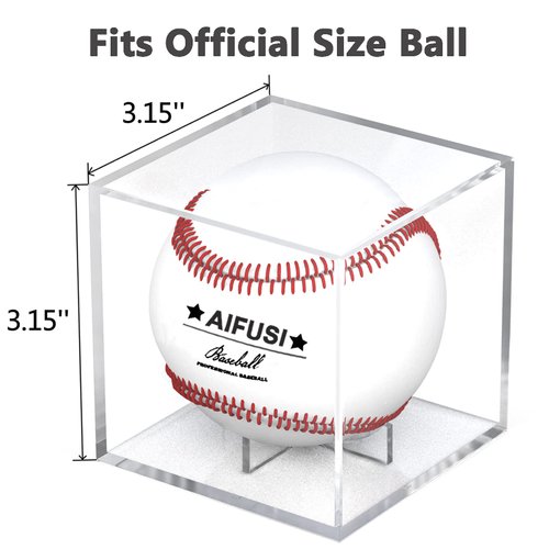 Baseball Display Case, UV Protected Acrylic Cube Baseball Holder Square Clear Box Memorabilia Display Storage Sports Official Baseball Autograph Display Case - Fits Official Size Ball(2 Pack