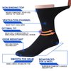 Facool Women's Diabetic Crew Socks, Circulatory Wellness Non-Binding Loose Top Casual Dress Mid Calf Soft Cotton Seamless Toe Hosiery Non Slip Socks, 6 Pairs Black Medium