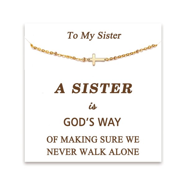 Tarsus Sisters Gifts from Sister Birthday Gifts Christian Gifts for Women Religious Jewelry Cross Bracelet for Women