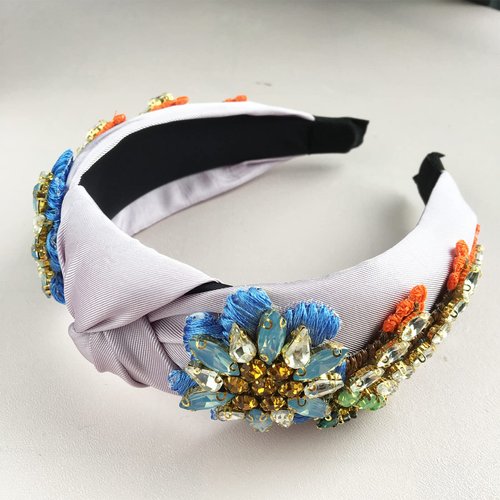 Yusier Baroque Rhinestone Crystal Headbands for Women Embroidered Hair Band Exquisite Hairband Women's Hair Accessories Hair Hoop A Variety of Colors, Satin Fabric (Lavender)