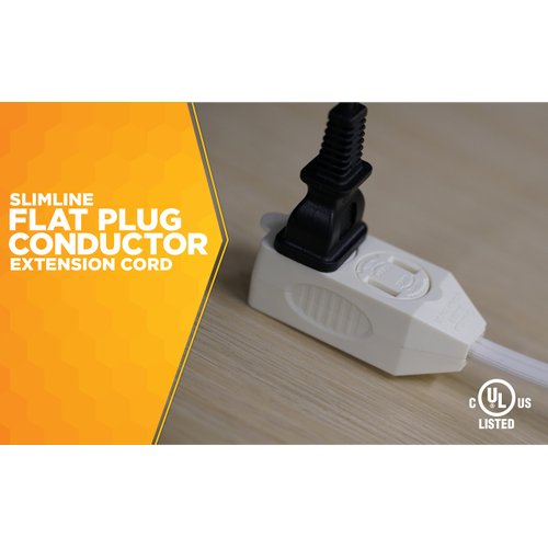 SlimLine 2237 Flat Plug Extension Cord, 2-Wire, 13-Foot, White…