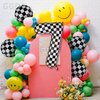 40 Inch Checkered Number Balloon 7 Black and White Race Car Birthday Balloons Baby Hippie Smile Party Shower Boys 7th Birthday Race Car Theme Party Decor Supplies 5 Pcs