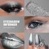 Afflano Silver Glitter Eyeshadow Super Pigmented, Intense Color Gray Silver Eyeshadow Palette Single, Long Lasting Sparkle Shimmer Metallic Glitter Eyes Look, Blendable Neutral Grey Eye Shadow Makeup