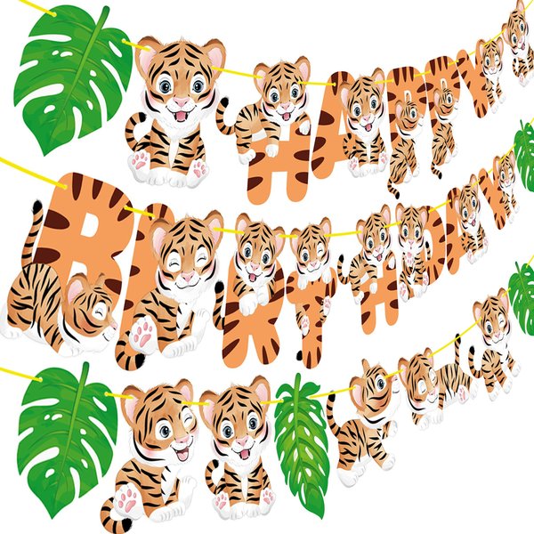 Tiger Banner Safari Birthday Party Banner Jungle Theme Party Decorations for Safari Theme Birthday Party Wild Animal Theme Baby Shower Supplies