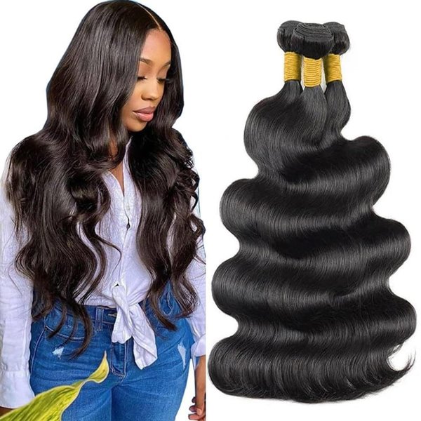 12A Brazilian Body Wave Human Hair 3 Bundles 14 16 18 Inch 100% Unprocessed Brazilian Virgin Human Hair Weave Bundles Body Wave Hair Extensions Natural Color