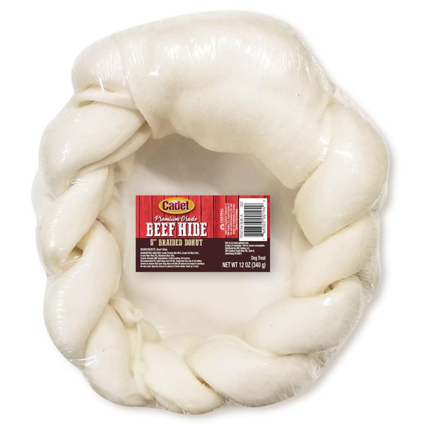Cadet Premium Grade Beef Hide for Dogs, Long Lasting Rawhide Donut Bone, Single Ingredient Dog Chews, 8 Inch (1 Count)