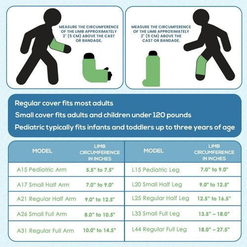 AquaShield Infant Arm Cast & Bandage Protector, Waterproof, Reusable, Pediatric Arm (A15) Covers up to 13" Cast Length, Use for Small Hand, Wrist, Forearm, Elbow in Bath, Shower & Pool