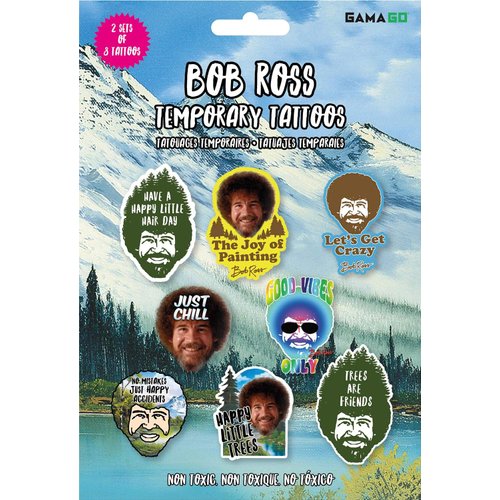 Gamago Bob Ross Temporary Tattoos, Multicolor