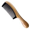 Handmade 100% Natural Green Sandalwood with Buffalo Horn Hair Comb - Anti-static Natural Sandalwood Hair Detox Wooden Comb (Fine Teeth)