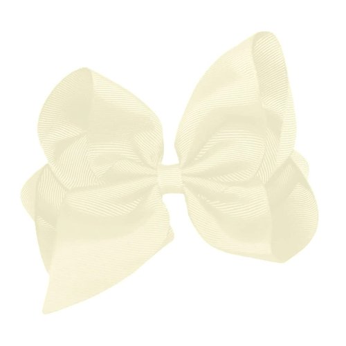 WD2U Girls 6" Classic Style Boutique Grosgrain Hair Bow French Clip Barrette (Cream Ivory)