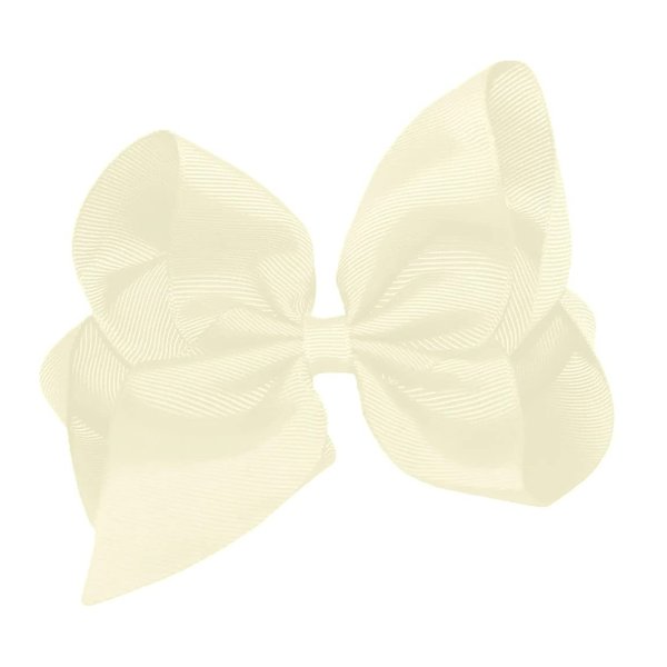 WD2U Girls 6" Classic Style Boutique Grosgrain Hair Bow French Clip Barrette (Cream Ivory)