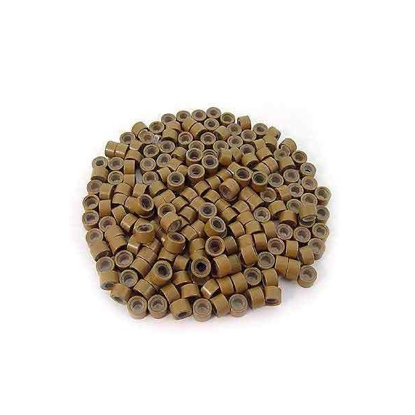 500 PCS 5mm Light Brown Color Silicone Lined Micro Rings Links Beads Linkies For I bonded Tipped Hair Extensions